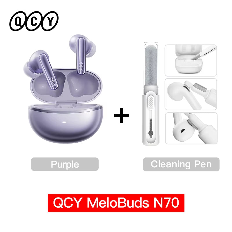 Melobuds N70 Adaptive ANC Wireless Earbuds Bluetooth 6.0 LDAC Hi-Res Audio 6 Mics Wireless Charging Earphones 50Hrs IPX5