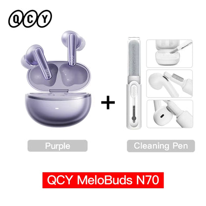 Melobuds N70 Adaptive ANC Wireless Earbuds Bluetooth 6.0 LDAC Hi-Res Audio 6 Mics Wireless Charging Earphones 50Hrs IPX5