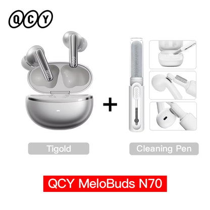 Melobuds N70 Adaptive ANC Wireless Earbuds Bluetooth 6.0 LDAC Hi-Res Audio 6 Mics Wireless Charging Earphones 50Hrs IPX5