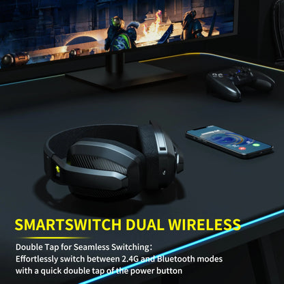 BW06 2.4Ghz Wireless Gaming Headset with Mic for PS5 PS4 PC Mac Playstation Bluetooth Gaming Headphone with Microphone