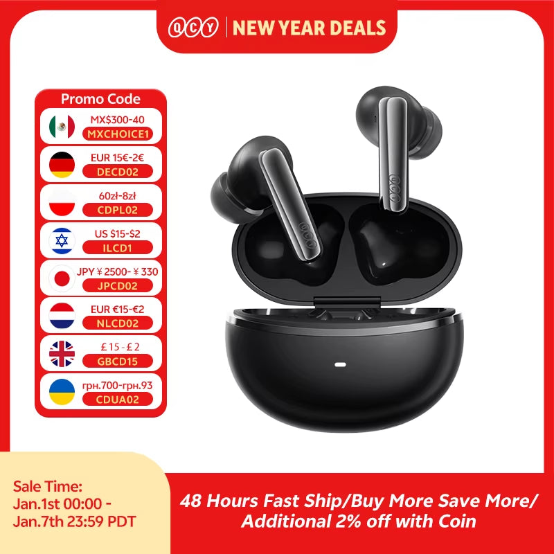 Melobuds N70 Adaptive ANC Wireless Earbuds Bluetooth 6.0 LDAC Hi-Res Audio 6 Mics Wireless Charging Earphones 50Hrs IPX5